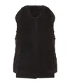 Yves Salomon Textured Lamb Hair Wool Vest With High Collar In Brown