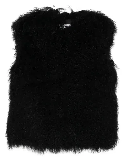 YVES SALOMON SLEEVELESS CURLY-FUR VEST