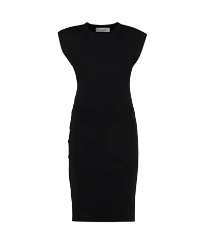 YVES SALOMON RIBBED-KNIT MIDI DRESS