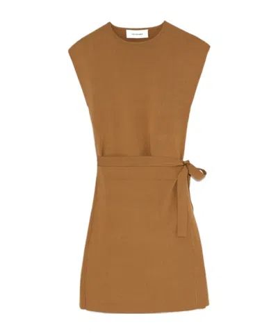 Yves Salomon Sleeveless Dress In Brown