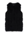 Yves Salomon Sleeveless Feather Silk Coat In Black