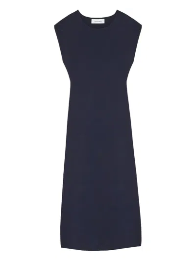 Yves Salomon Sleeveless Midi Dress In Blue