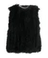 Yves Salomon Silk Feathered-finish Waistcoat In Black