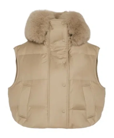 Yves Salomon Sleeveless Vest In Brown