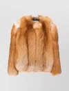 Yves Salomon Soft Faux Fur Crewneck Jacket With Pockets In Brown