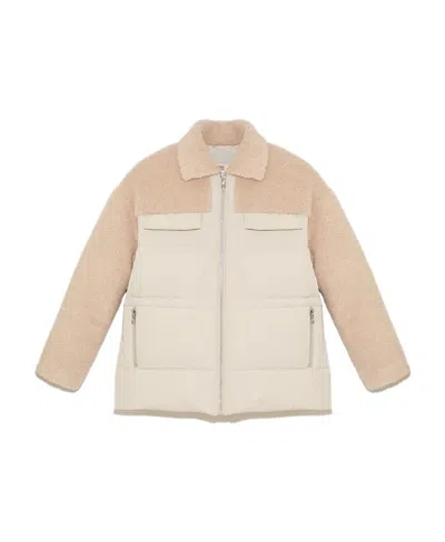 Yves Salomon Spliced Casual Jacket In Nude