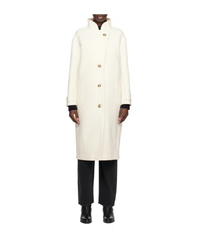 Yves Salomon Stand-collar Long-sleeved Coat In White