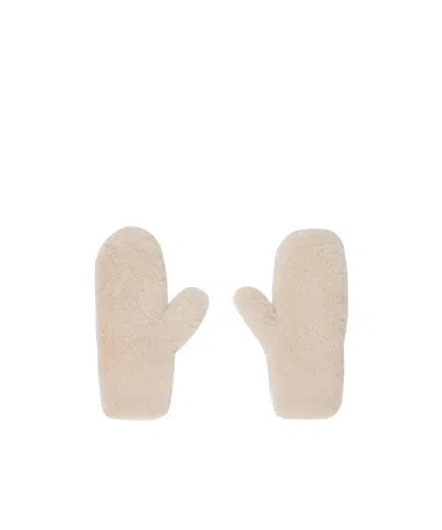 Yves Salomon Beige Ribbed Mittens In A1048 Dream