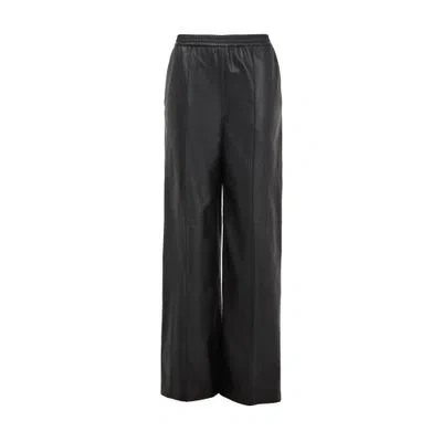 Yves Salomon Straight Nappa Lambskin Leather Pants In Black