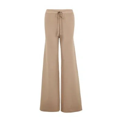 Yves Salomon Straight Stretch Knit Pants In Brown