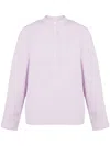 Yves Salomon Striped Cotton Poplin Blouse In Pink