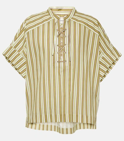 Yves Salomon Striped Cotton Top In Yellow