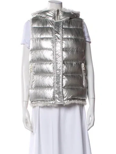 Pre-owned Yves Salomon Striped Down Jacket In Neutral