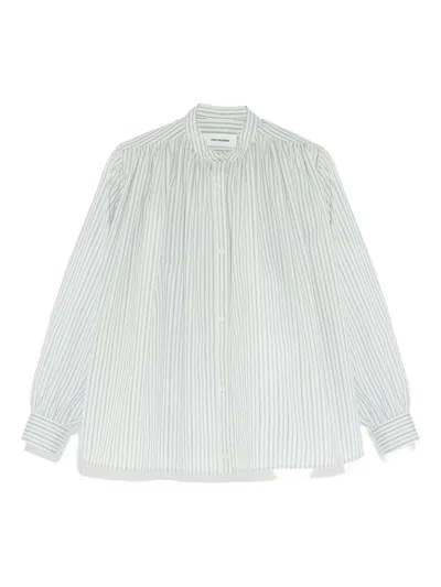 Yves Salomon Striped Shirt In Gray