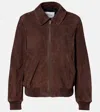 Yves Salomon Suede Bomber Jacket In Brown