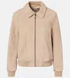 Yves Salomon Suede Bomber Jacket In Neutral