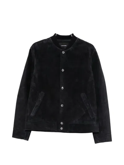 Yves Salomon Suede Button-fastening Jacket In Black