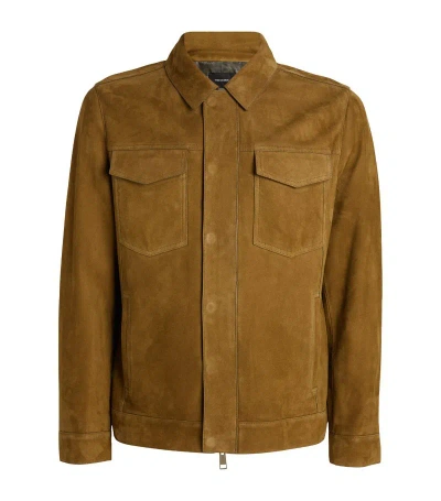 Yves Salomon Suede Field Jacket In Green