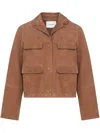 Yves Salomon Suede Jacket In Brown