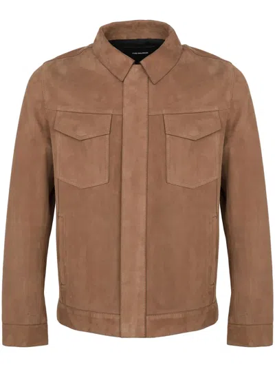 Yves Salomon Suede Jacket In Brown