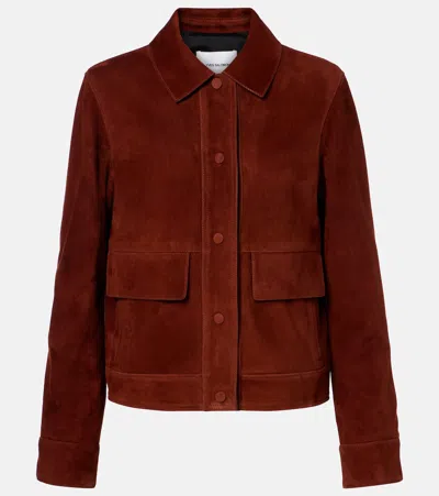 Yves Salomon Suede Jacket In Brown
