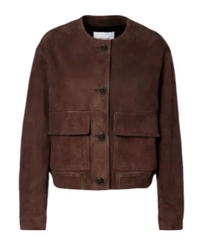 Yves Salomon Suede Jacket In Burgundy