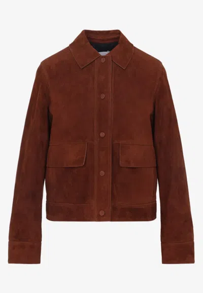 Yves Salomon Suede Leather Jacket In Pattern