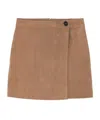 Yves Salomon Suede Mini Skirt In Brown
