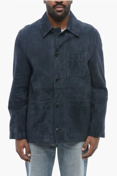 Yves Salomon Suede Overshirt With Patch Pockets