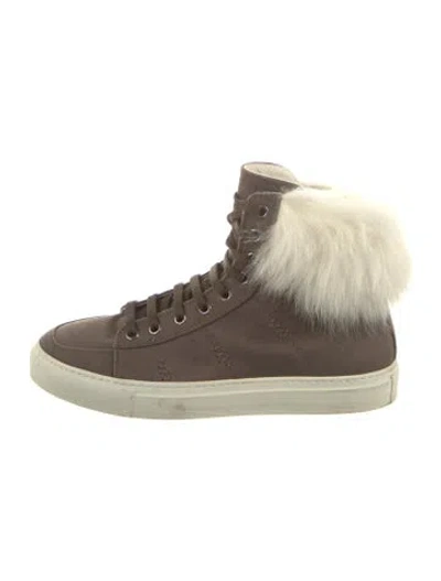 Pre-owned Yves Salomon Suede Sneakers In Green