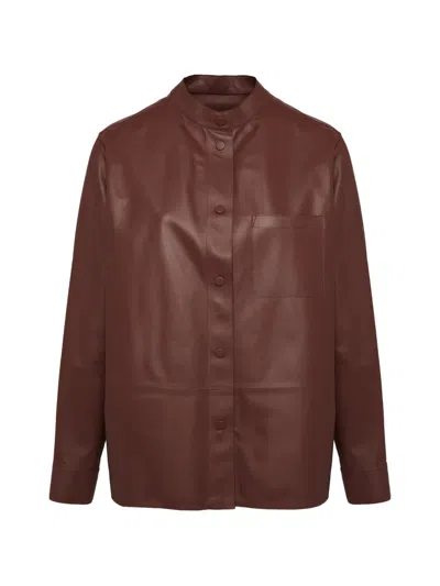 Yves Salomon Supple Lambskin Shirt In Brown