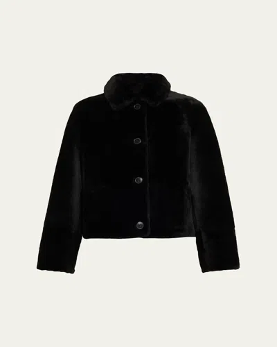 Yves Salomon Tailored Shearling Coat In Black