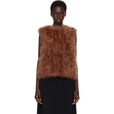 Yves Salomon Tan Cropped Feather Gilet Vest In A2156 Madeleine