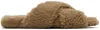 Yves Salomon Crossover-strap Faux-shearling Slippers In A2156 Madeleine