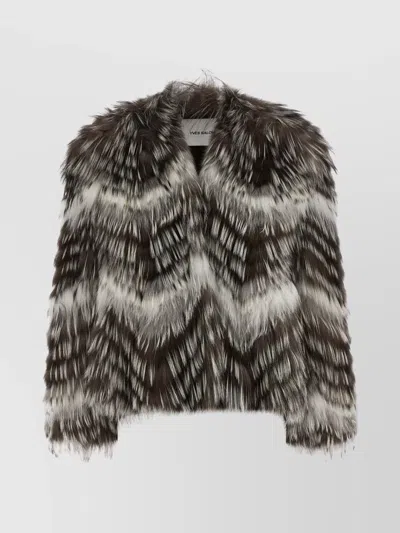 Yves Salomon Textured Faux Fur Jacket Belted In Black
