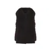 Yves Salomon Textured Lamb Hair Wool Vest With High Collar In Brown