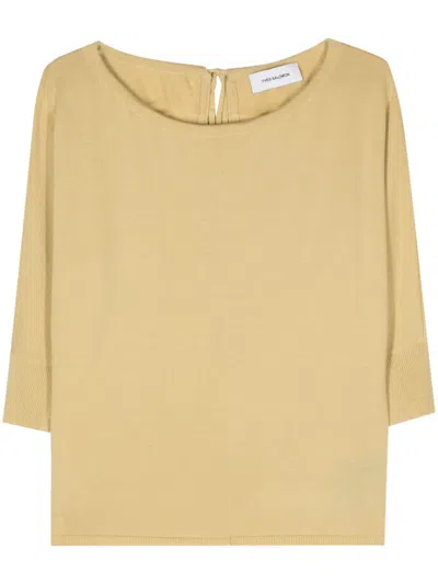 Yves Salomon Tie-fastening Wool Knitted Top In Yellow