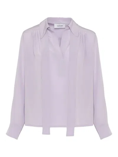 Yves Salomon Tie-neck Blouse In Purple