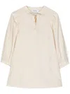 Yves Salomon Tie-neck Silk Seersucker Blouse In Neutrals