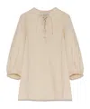 Yves Salomon Tie-neck Silk Seersucker Blouse In Nude