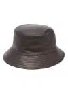 Yves Salomon Tonal-stitching Leather Bucket Hat In Brown