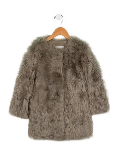 Pre-owned Yves Salomon Babies' Toscana Fur Coat In Gray