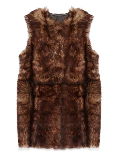Yves Salomon Toscana Lamb Reversible Waistcoat In Brown
