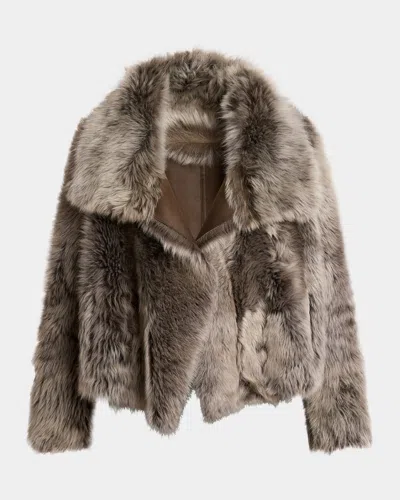 Yves Salomon Toscana Lamb Shearling Jacket In Multi
