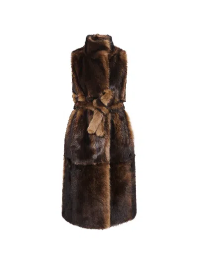 Yves Salomon Toscana Shearling Gilet In Brown
