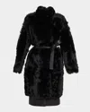 Yves Salomon Toscana Shearling Lamb Coat In Black