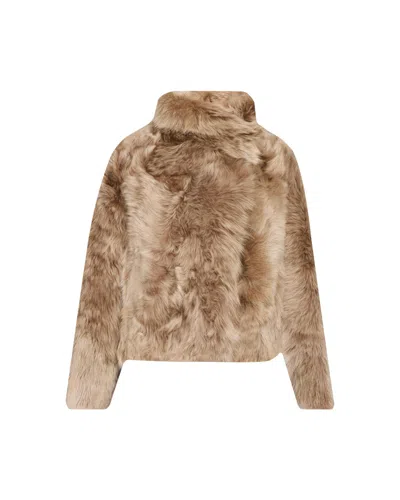 Yves Salomon Toscana Shearling Short Jacket In Brown