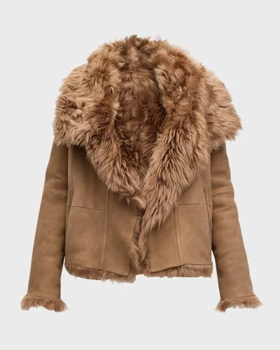 Yves Salomon Toscana Shearling Short Jacket In Meringue