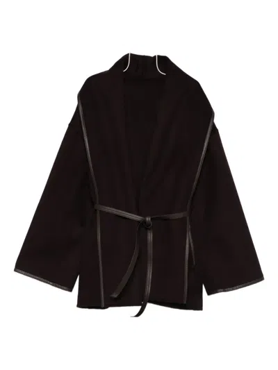 Yves Salomon Trimmed Coat In Brown
