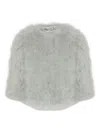 Yves Salomon Turkey-feather Cropped Jacket In Gray